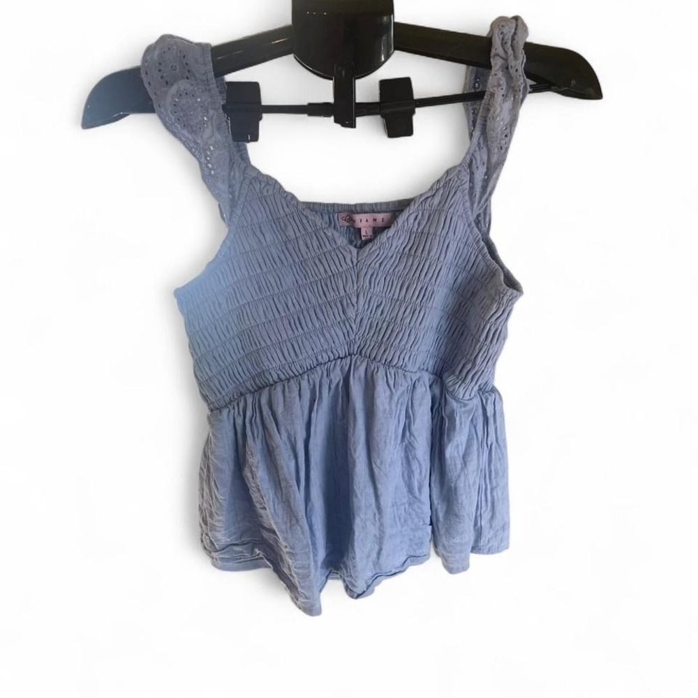 Woman's‎ tank top blue ruffles